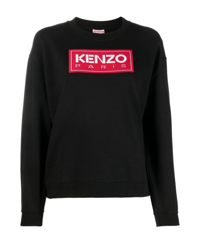 Черный хлопковый свитер с круглым вырезом Kenzo, черный
Черный хлопковый свитер с круглым вырезом Kenzo, черный