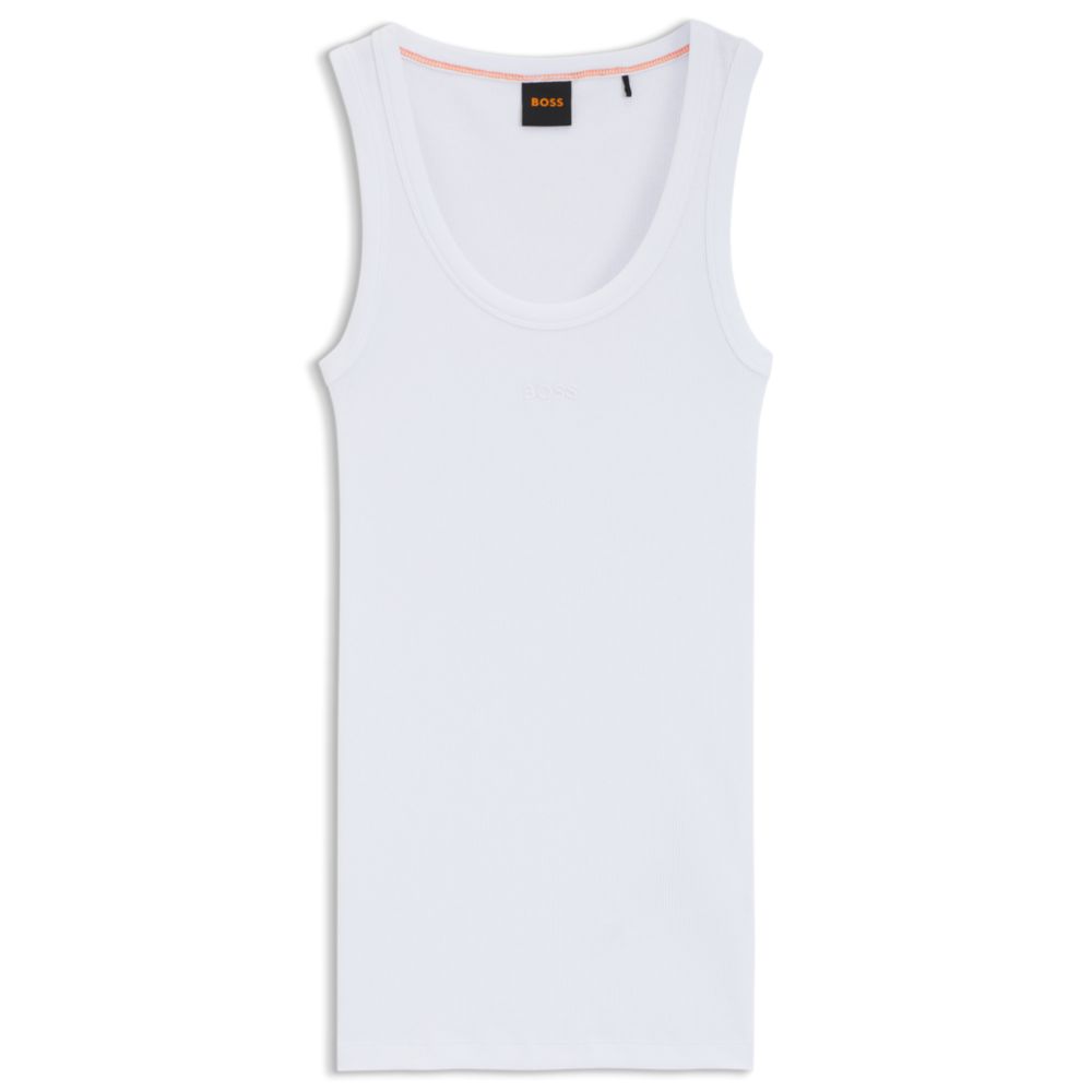 Облегающий топ из стрейч-хлопка с ребристой структурой BOSS, белый
Облегающий топ из стрейч-хлопка с ребристой структурой BOSS, белый