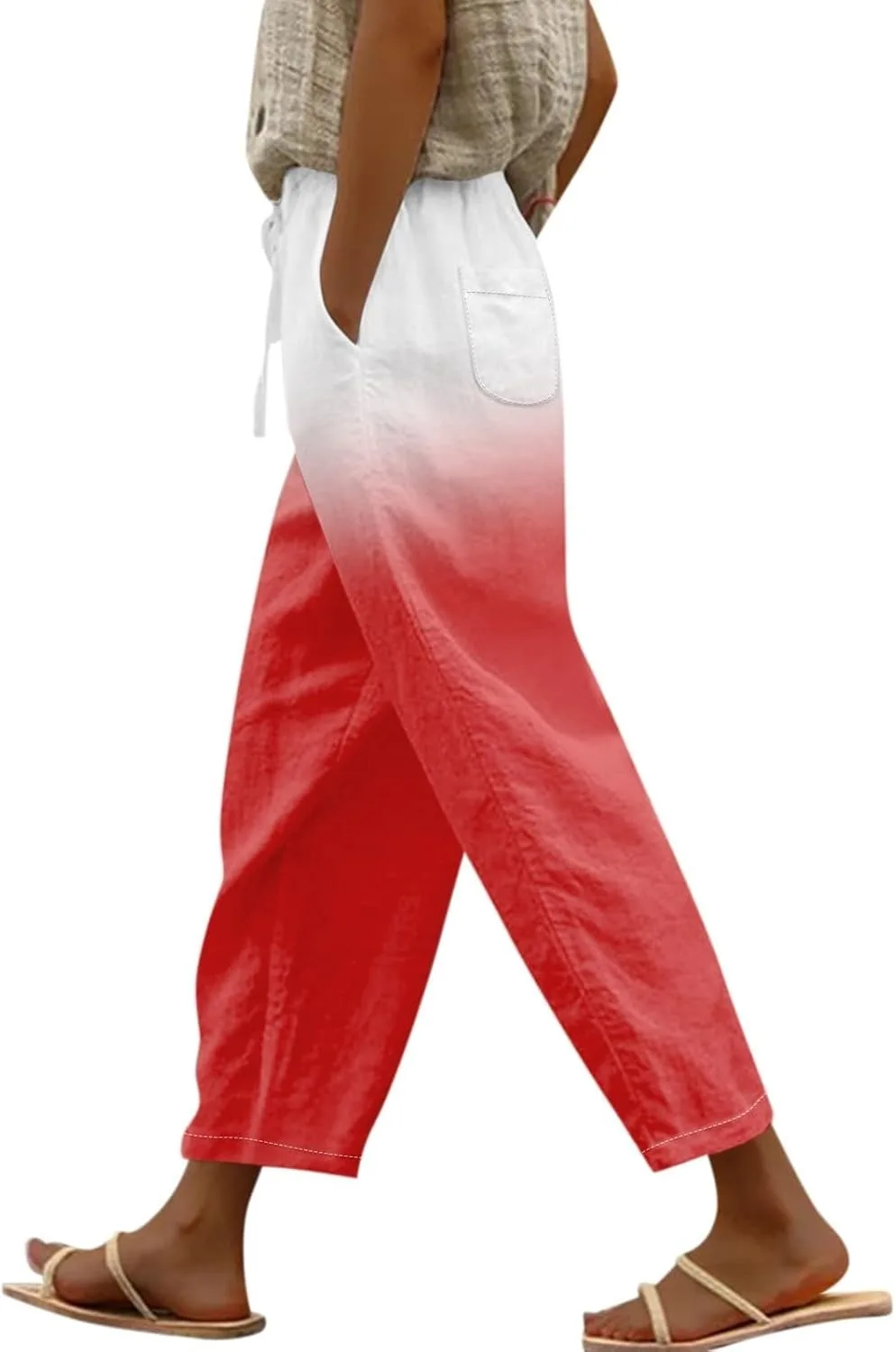 Льняные брюки капри с карманами и поясом на шнурке LCMTWX
Льняные брюки капри с карманами и поясом на шнурке LCMTWX