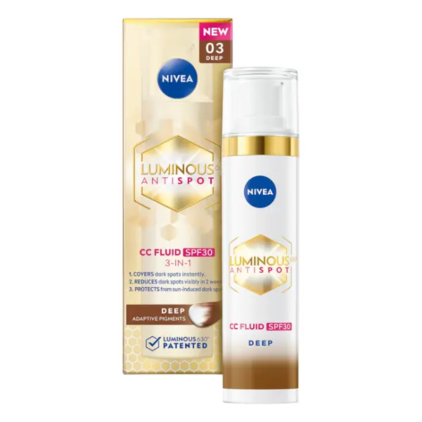 CC крем для лица с spf30 03 deep, 40 мл Nivea Cellular luminous, цвет 03 deep
CC крем для лица с spf30 03 deep, 40 мл Nivea Cellular luminous, цвет 03 deep