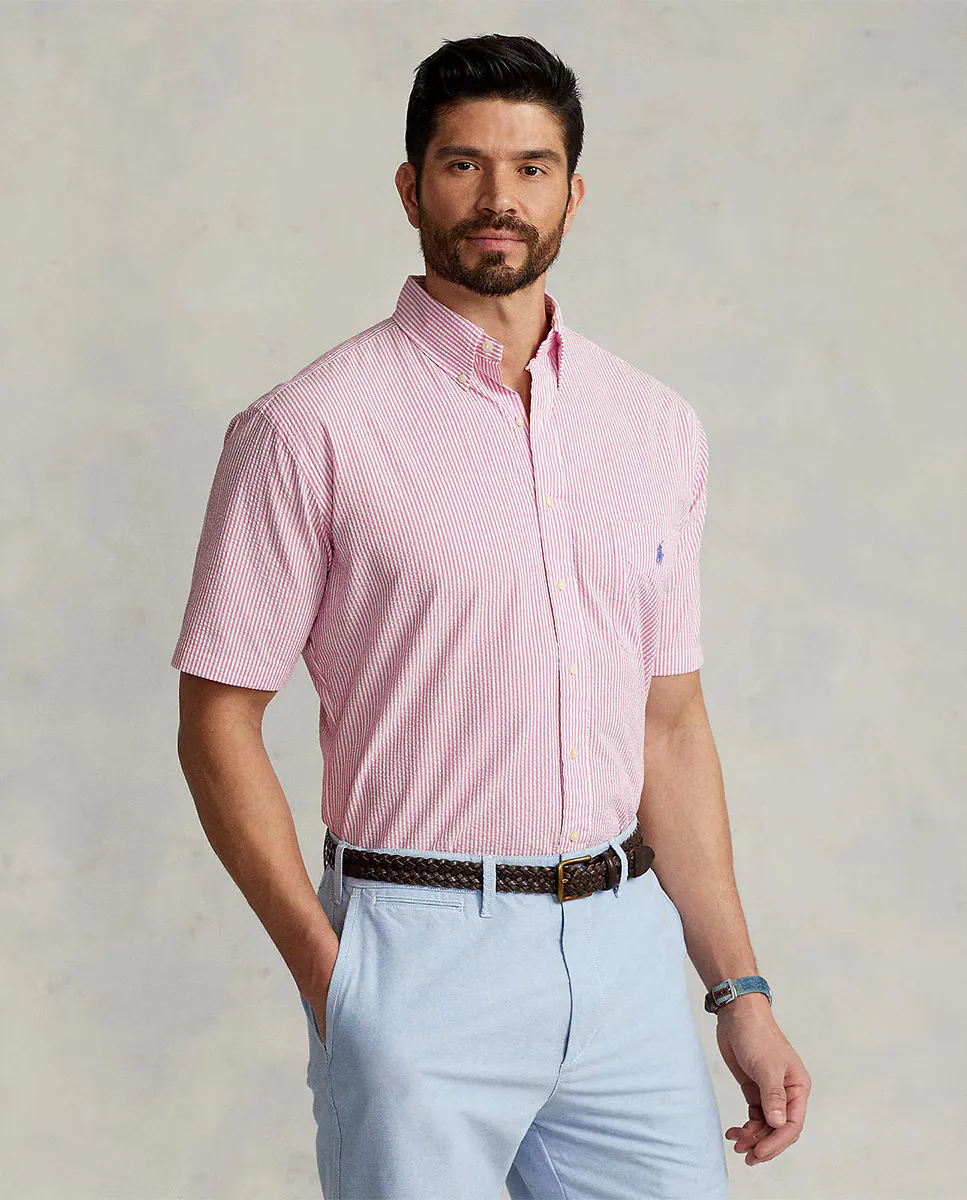 Мужская полосатая рубашка из жатого хлопка стандартного кроя больших размеров Polo Ralph Lauren, розовый
Мужская полосатая рубашка из жатого хлопка стандартного кроя больших размеров Polo Ralph Lauren, розовый