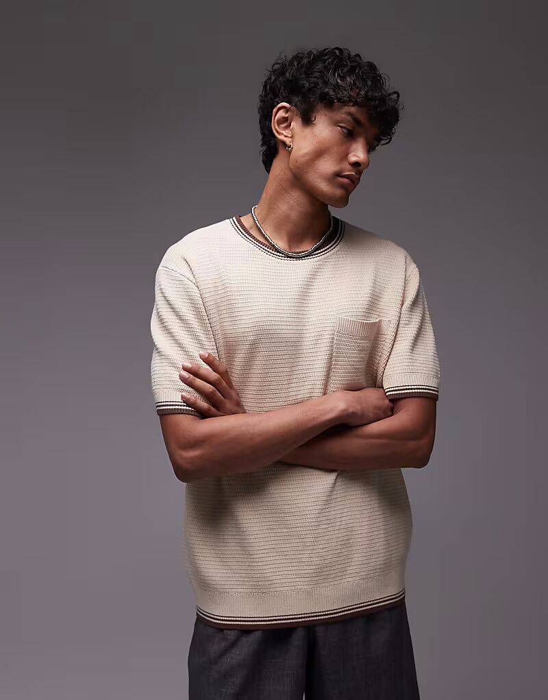 Вязаный топ с воротником и подолом в камне Topman, серо-бежевый
Вязаный топ с воротником и подолом в камне Topman, серо-бежевый