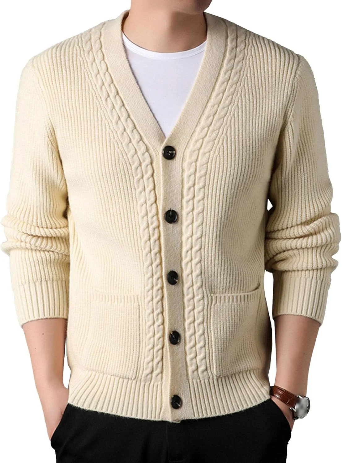 Мужской кардиган с косичками и пуговицами, slim fit, из смесовой шерсти
Мужской кардиган с косичками и пуговицами, slim fit, из смесовой шерсти