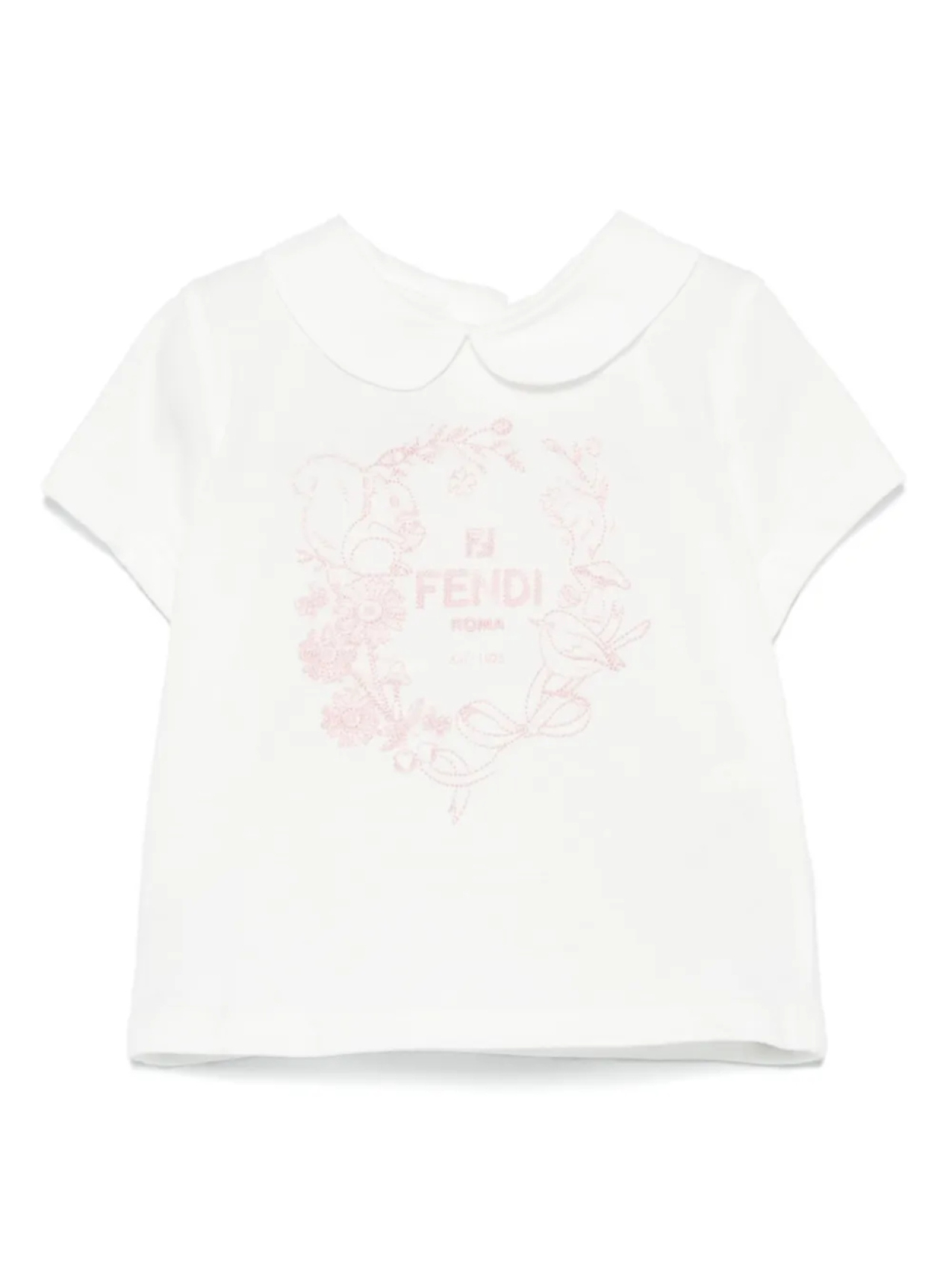 Футболка с вышитым логотипом Fendi Kids, белый 
Футболка с вышитым логотипом Fendi Kids, белый