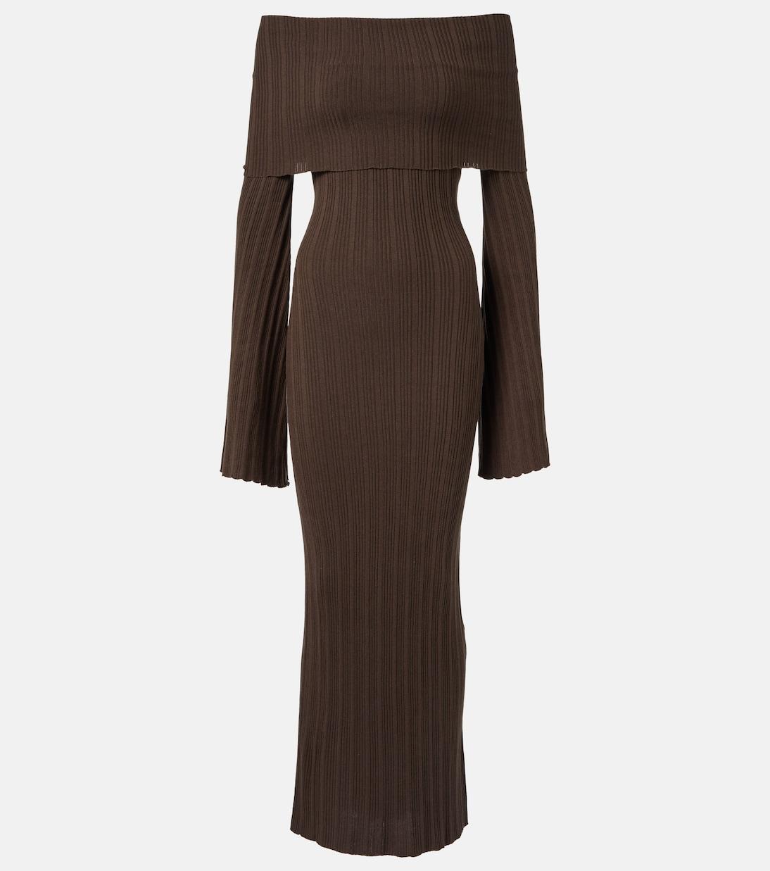 Платье макси из смесового шелкового джерси с открытыми плечами Aya Muse, коричневый
Платье макси из смесового шелкового джерси с открытыми плечами Aya Muse, коричневый