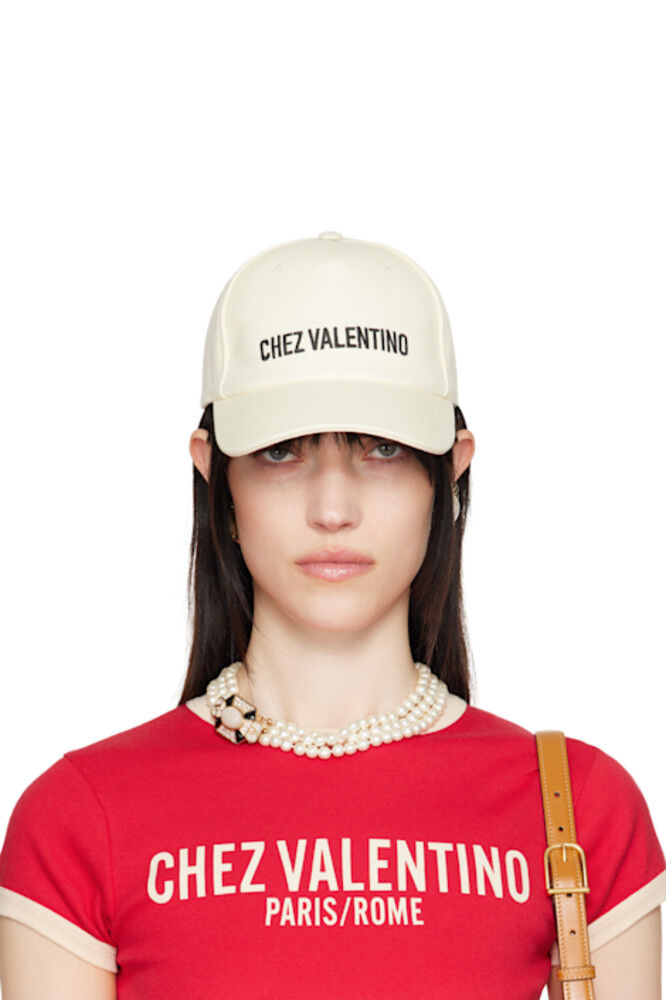 Бейсболка из хлопка «Chez Valentino» цвета «белая» Valentino Garavani 
Бейсболка из хлопка «Chez Valentino» цвета «белая» Valentino Garavani