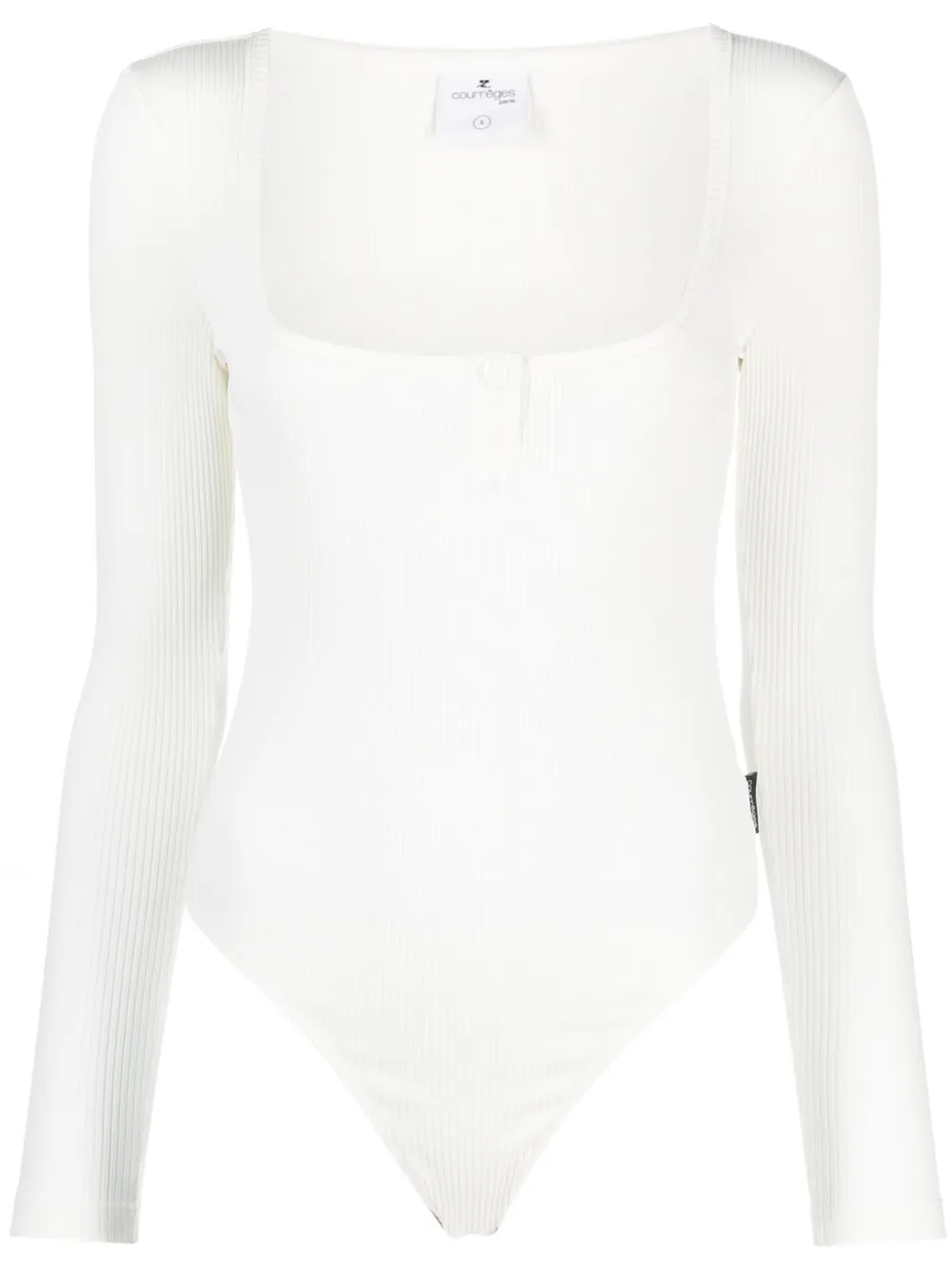 Боди в рубчик с нашивкой-логотипом Courrèges, белый 
Боди в рубчик с нашивкой-логотипом Courrèges, белый