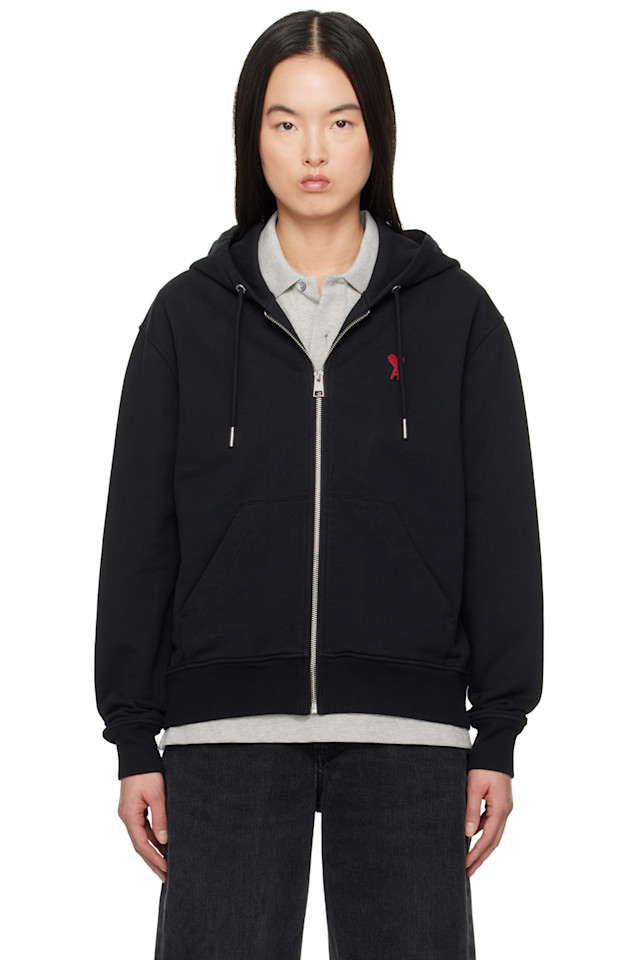 Хлопковый худи с молнией Ami de Coeur Ami Paris, черный
Хлопковый худи с молнией Ami de Coeur Ami Paris, черный