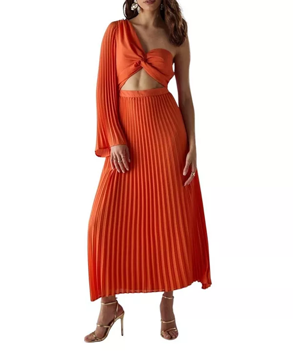 Платье-Миди из шифона с одним открытым плечом и вырезом Warehouse, оранжевый
Платье-Миди из шифона с одним открытым плечом и вырезом Warehouse, оранжевый