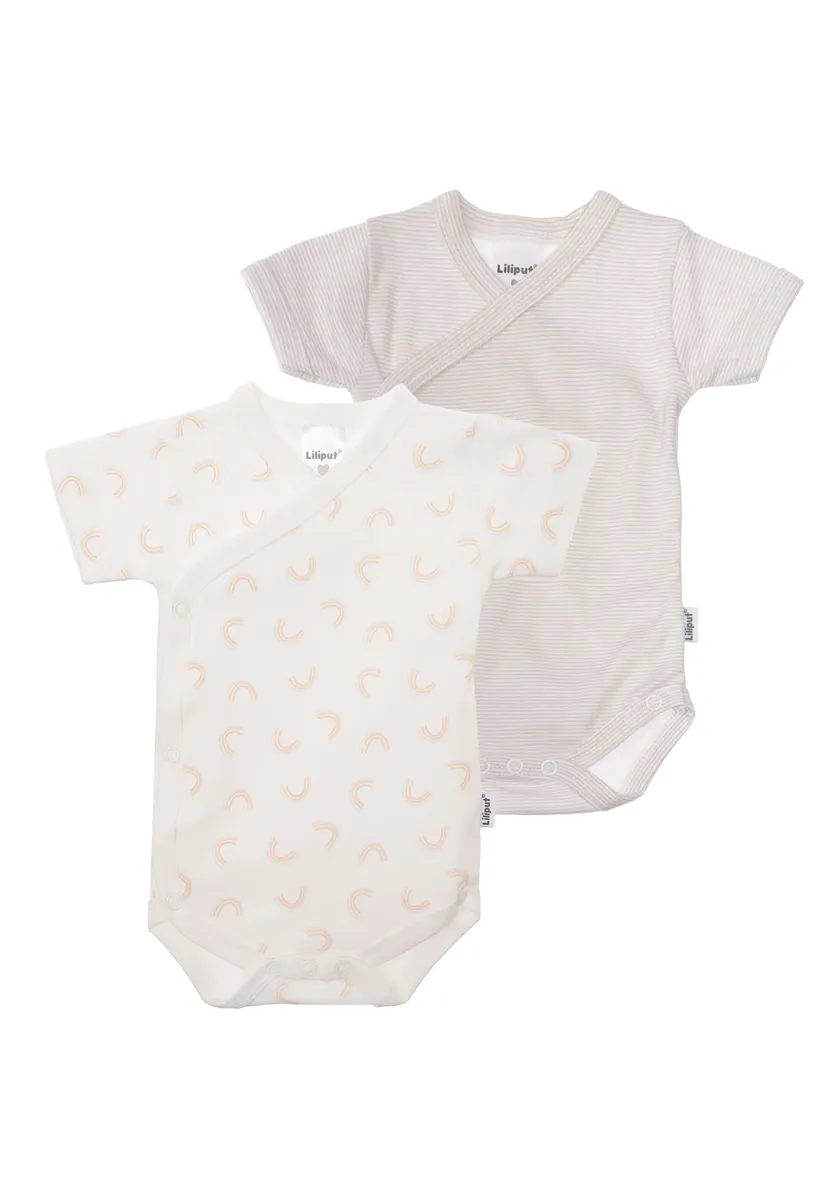 Боди Liliput "Rainbow" с запахом и практичной планкой на кнопках, в упаковке 2 шт, серый