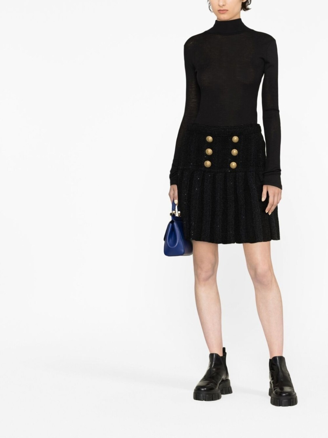 Balmain юбка с завышенной талией и пуговицами, черный 
Balmain юбка с завышенной талией и пуговицами, черный