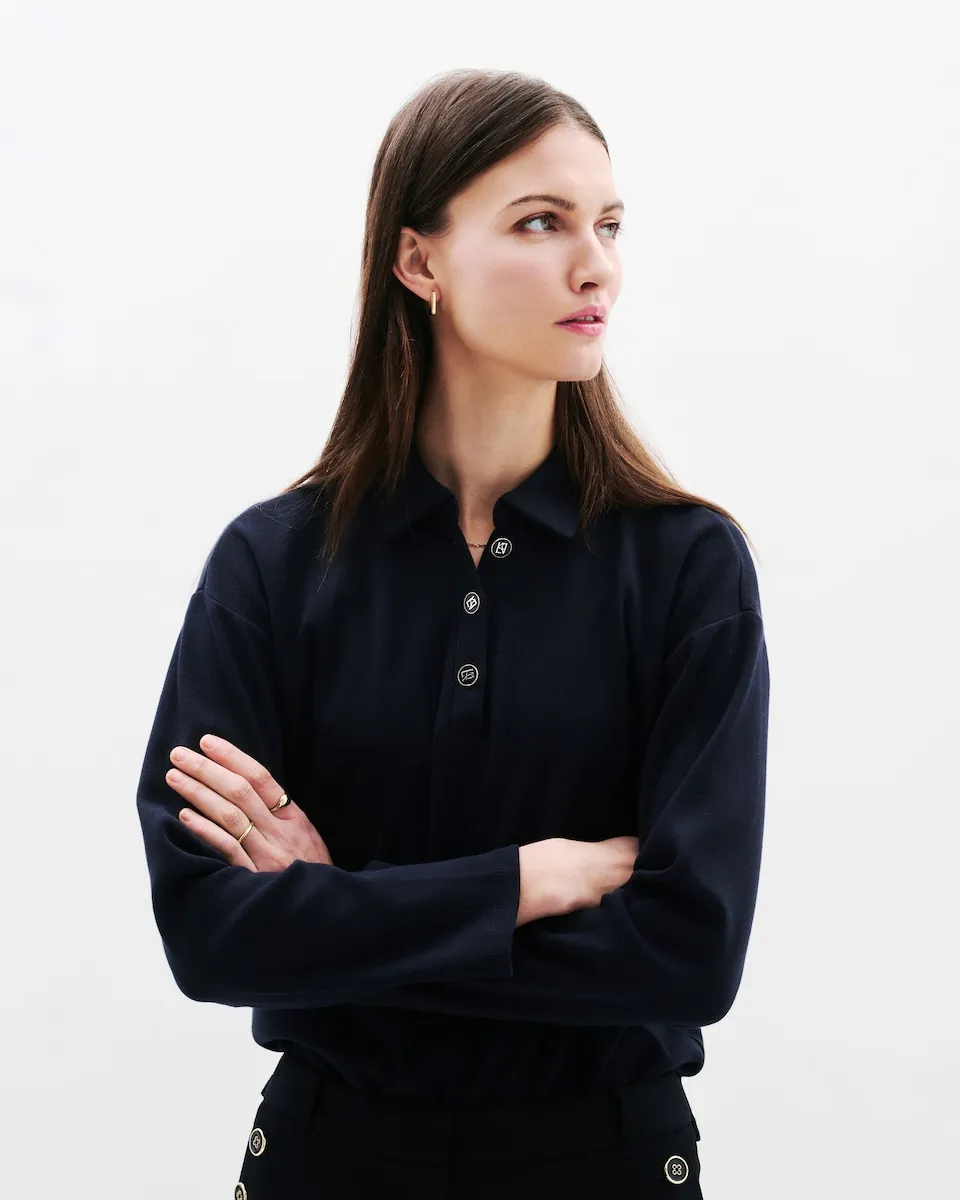 Женская шерстяная рубашка-поло с декоративными пуговицами Caroll, синий
Женская шерстяная рубашка-поло с декоративными пуговицами Caroll, синий