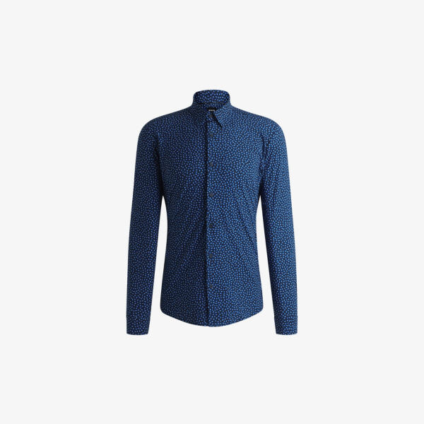 Рубашка облегающего кроя из эластичного трикотажа с геометрическим узором Boss, синий
Рубашка облегающего кроя из эластичного трикотажа с геометрическим узором Boss, синий