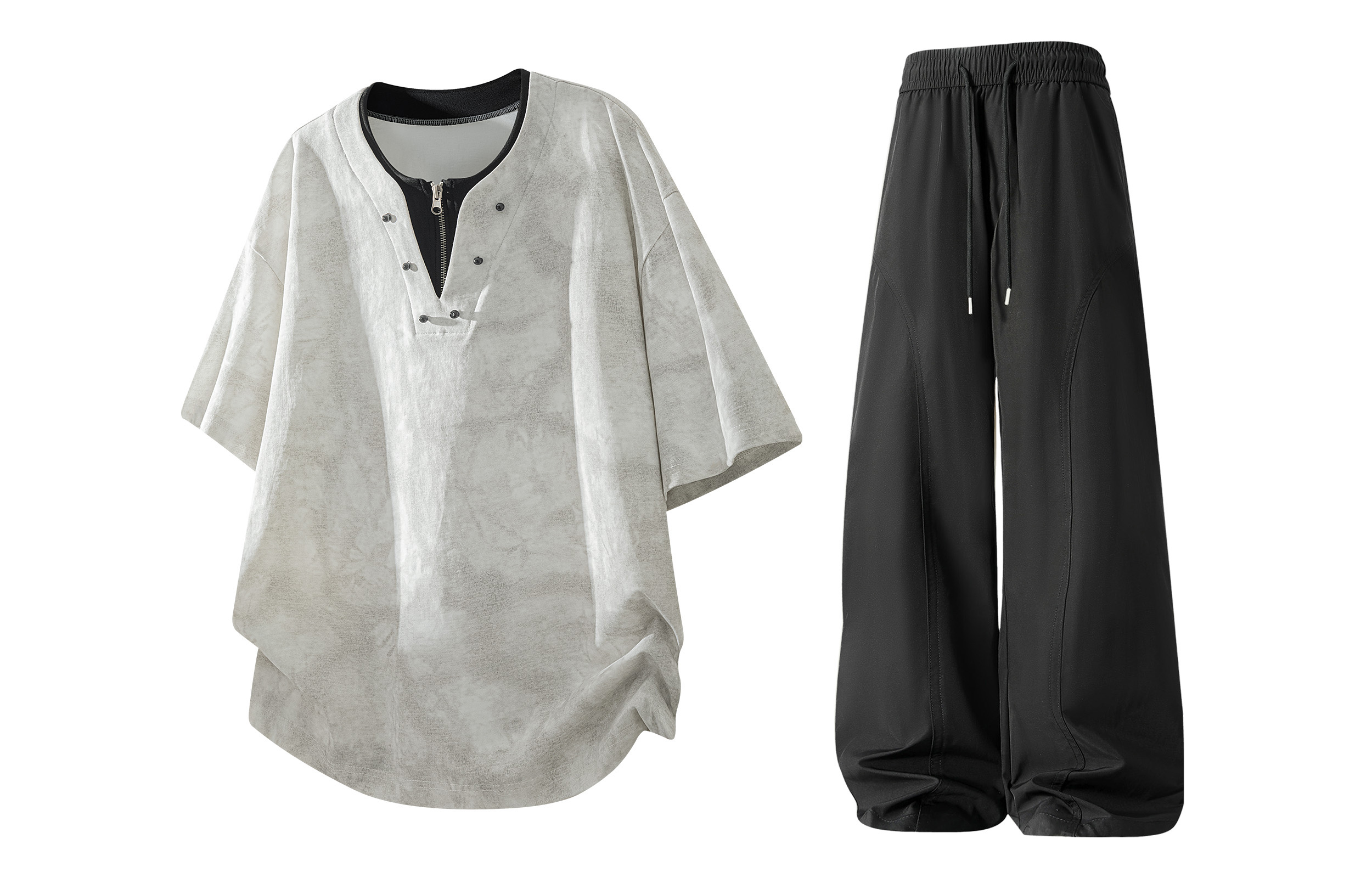 Повседневная спортивная одежда Unisex V-образный вырез Moderate X1617, белый tie-dye short-sleeved top+черный ice silk pants
Повседневная спортивная одежда Unisex V-образный вырез Moderate X1617, белый tie-dye short-sleeved top+черный ice silk pants