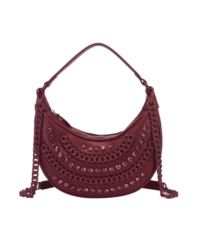 Бордоская сумочка с цепочками и стразами La Carrie, красный
Бордоская сумочка с цепочками и стразами La Carrie, красный