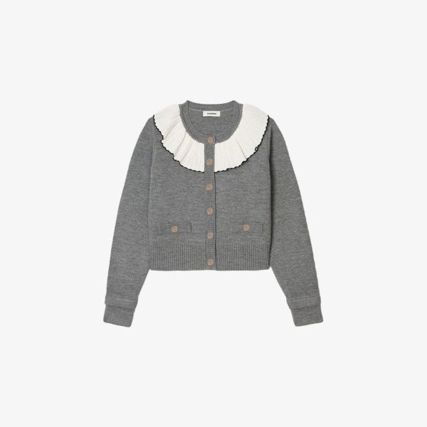 Кардиган Sandro с контрастным воротником, серый
Кардиган Sandro с контрастным воротником, серый