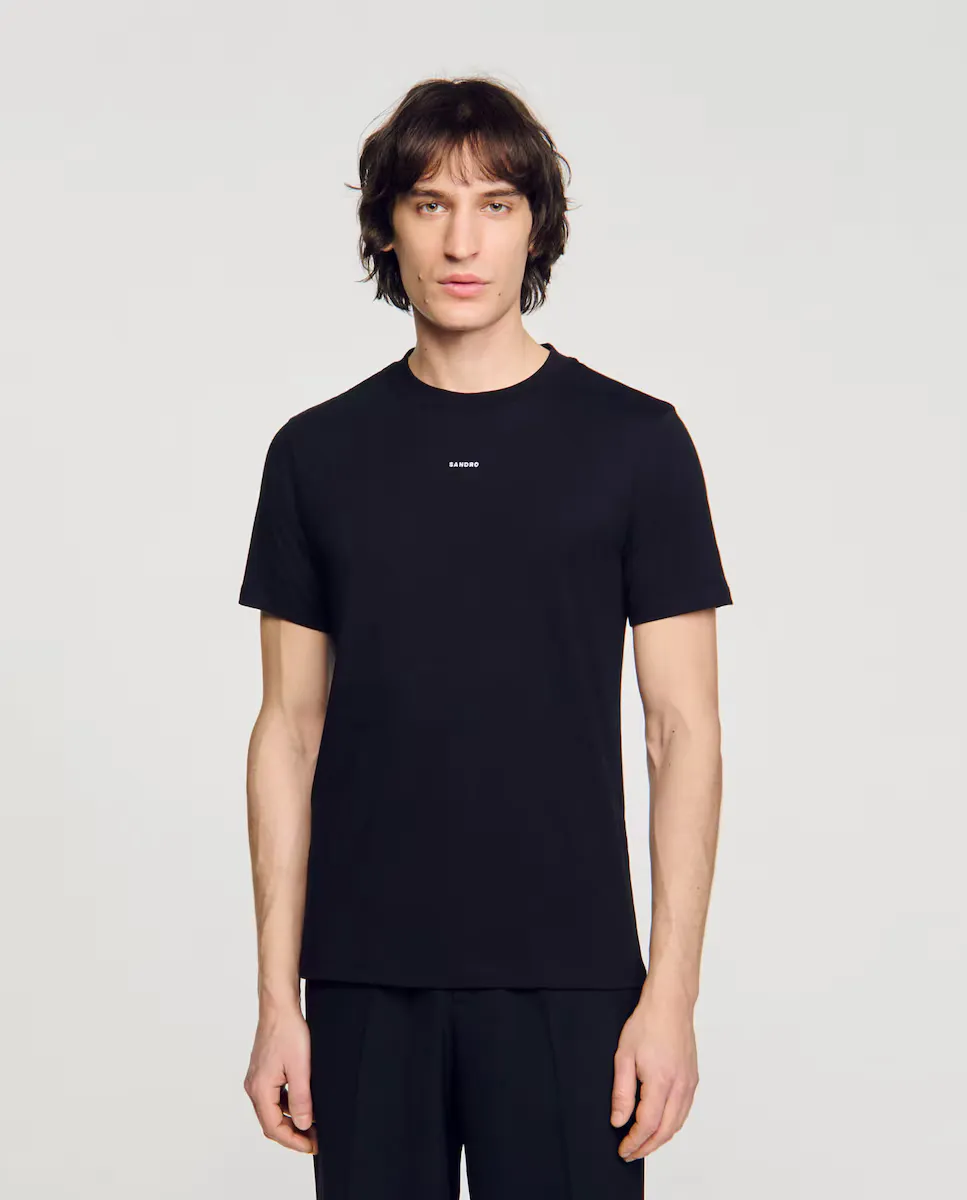Мужская футболка с коротким рукавом и круглым вырезом Sandro, черный 
Мужская футболка с коротким рукавом и круглым вырезом Sandro, черный