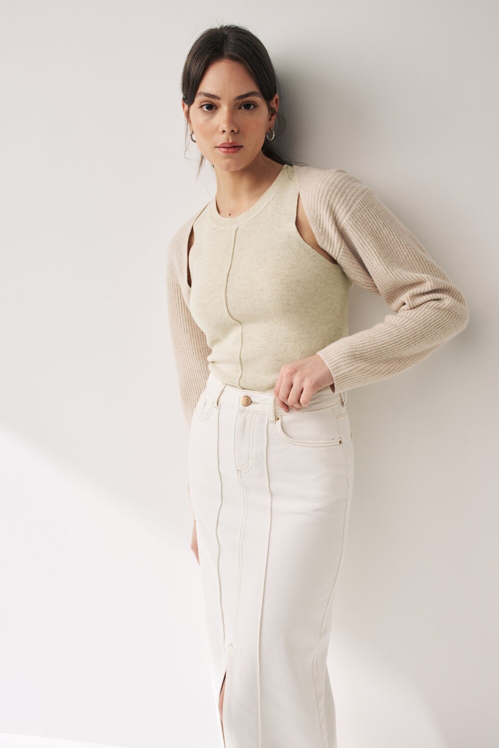 Трикотажный жилет Co Ord из 30% шерсти Next, экрю
Трикотажный жилет Co Ord из 30% шерсти Next, экрю