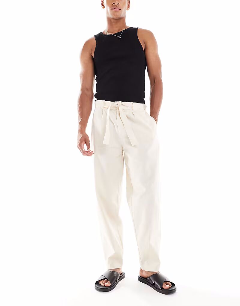 Брюки свободного кроя ASOS DESIGN из льняного материала с поясом бежевого цвета
Брюки свободного кроя ASOS DESIGN из льняного материала с поясом бежевого цвета