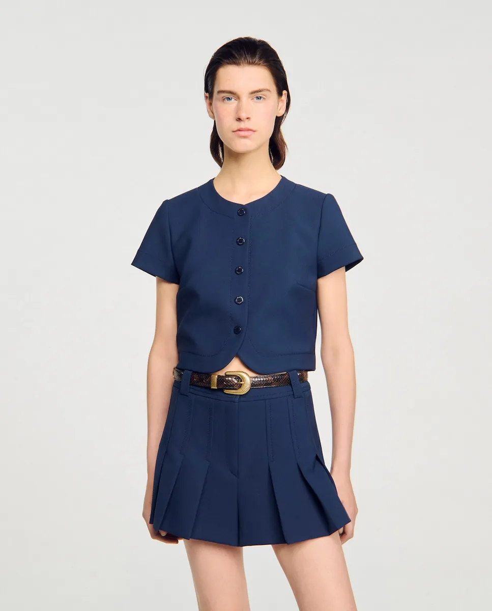 Женский короткий топ на пуговицах Sandro, темно-синий
Женский короткий топ на пуговицах Sandro, темно-синий
