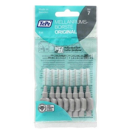 Серая межзубная щетка (1,3 мм, размер 7), 8 шт. в упаковке, Tepe
Серая межзубная щетка (1,3 мм, размер 7), 8 шт. в упаковке, Tepe