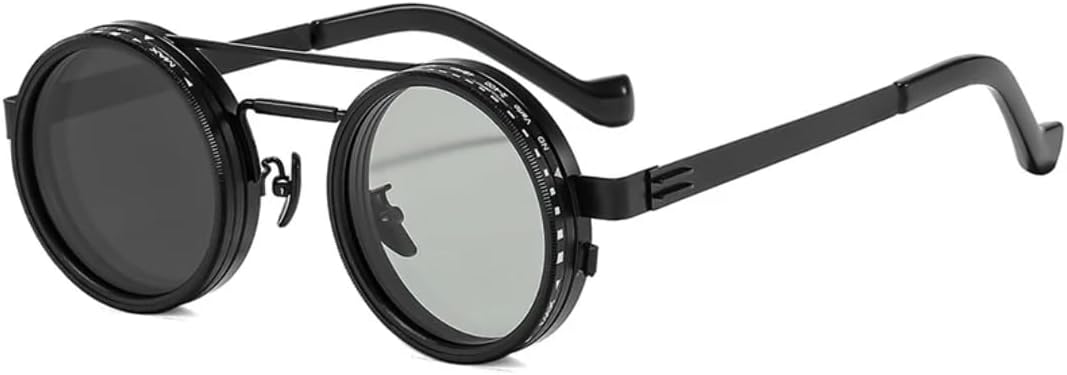 Ретро круглые панк-солнцезащитные очки для мужчин и женщин для занятий спортом на открытом воздухе, защита от УФ-излучения UV400, регулируемые солнцезащитные очки с затемнением TVTBBVV, Black-7
Ретро круглые панк-солнцезащитные очки для мужчин и женщин для занятий спортом на открытом воздухе, защита от УФ-излучения UV400, регулируемые солнцезащитные очки с затемнением TVTBBVV, Black-7