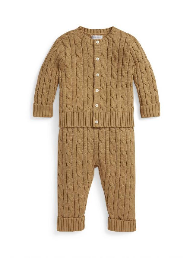 Детский комплект из хлопка: кардиган и штанишки с ажурной вязкой Ralph Lauren, Camel
Детский комплект из хлопка: кардиган и штанишки с ажурной вязкой Ralph Lauren, Camel