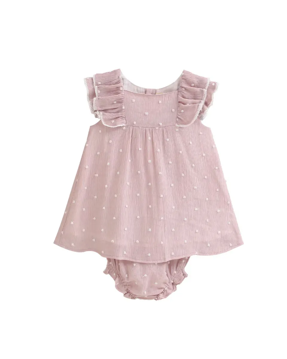Платье для девочки из розового плюмети в мини-горошек и трусики в тон Dadati, цвет Rosa
Платье для девочки из розового плюмети в мини-горошек и трусики в тон Dadati, цвет Rosa