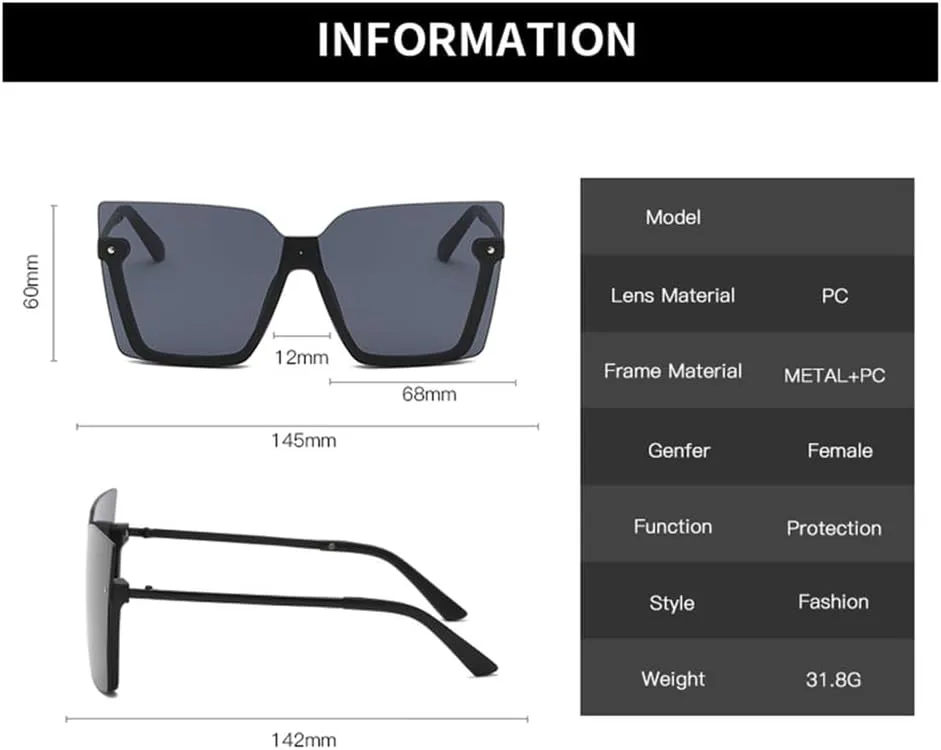 Большие солнцезащитные очки для женщин в винтажном стиле, ретро, большие солнцезащитные очки с защитой от УФ-излучения UV400, без оправы HDUBFY, Gold Black
Большие солнцезащитные очки для женщин в винтажном стиле, ретро, большие солнцезащитные очки с защитой от УФ-излучения UV400, без оправы HDUBFY, Gold Black