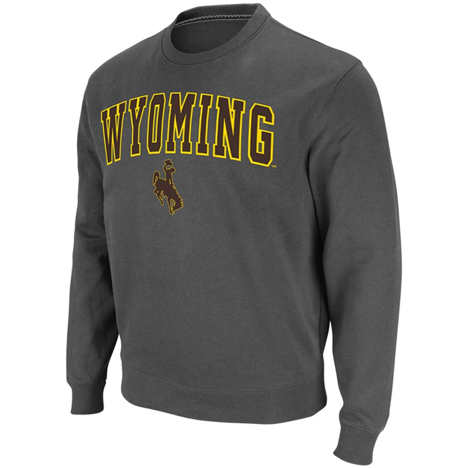 Мужской темно-серый свитшот из саржевого пуловера Wyoming Cowboys Arch & Logo Tackle Colosseum
Мужской темно-серый свитшот из саржевого пуловера Wyoming Cowboys Arch & Logo Tackle Colosseum