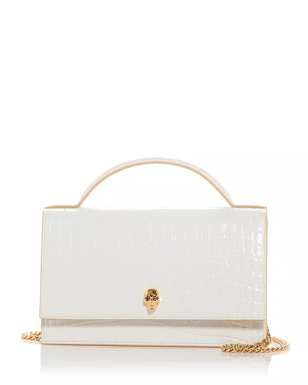Сумка через плечо из кожи с тиснением под крокодила и черепом Mcqueen, белый
Сумка через плечо из кожи с тиснением под крокодила и черепом Mcqueen, белый