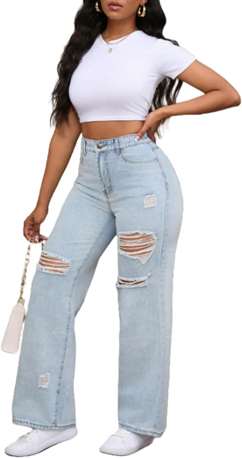 Женские джинсы Casual прямые свободные с потертостями
Женские джинсы Casual прямые свободные с потертостями