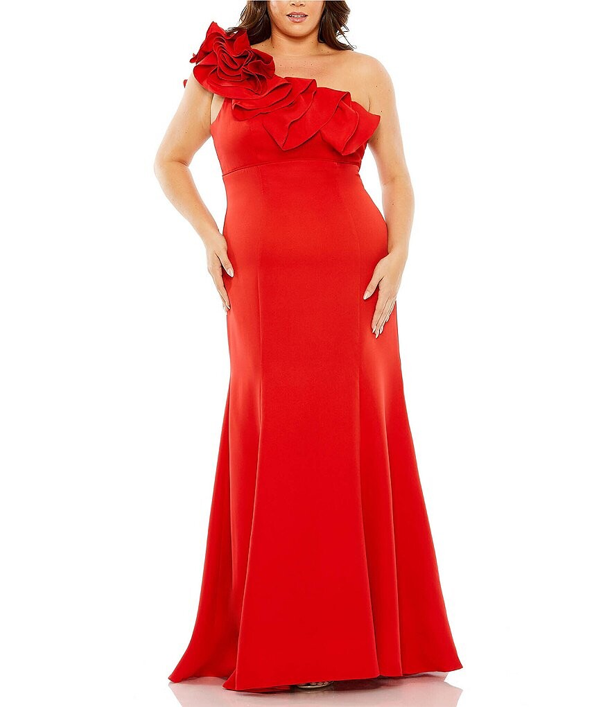 Mac Duggal Атласное платье больших размеров без рукавов на одно плечо с оборками и деталями, красный
Mac Duggal Атласное платье больших размеров без рукавов на одно плечо с оборками и деталями, красный