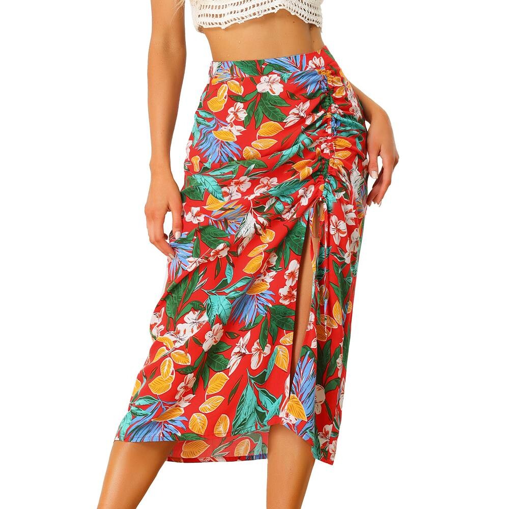 Женские гавайские юбки, пляжная тропическая юбка со сборками спереди и разрезом ALLEGRA K, красный
Женские гавайские юбки, пляжная тропическая юбка со сборками спереди и разрезом ALLEGRA K, красный