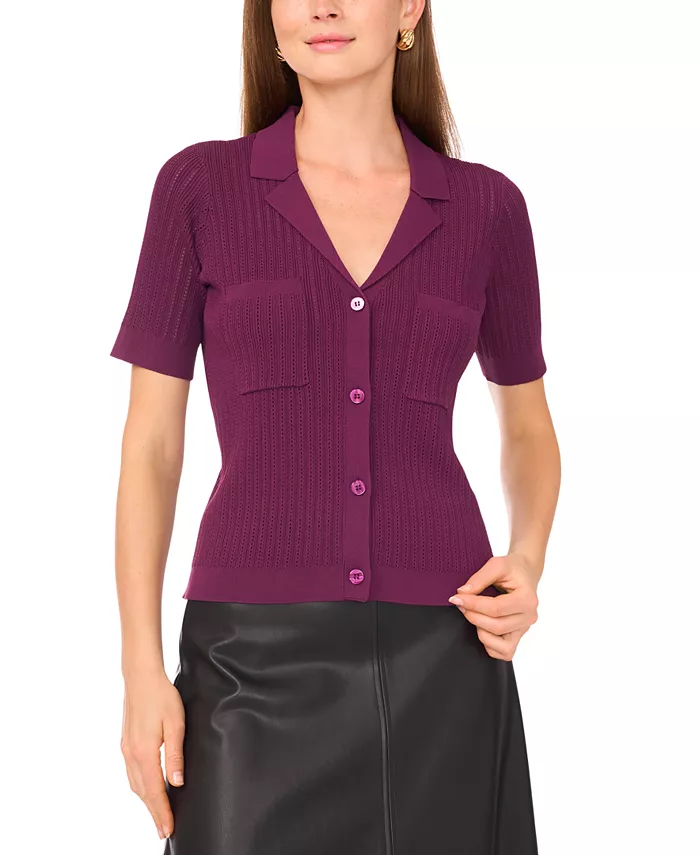 Женский топ с короткими рукавами и застежкой на пуговицы спереди Vince Camuto, фиолетовый
Женский топ с короткими рукавами и застежкой на пуговицы спереди Vince Camuto, фиолетовый