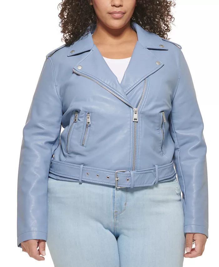 Мотоциклетная куртка из искусственной кожи с поясом больших размеров Levi's, синий
Мотоциклетная куртка из искусственной кожи с поясом больших размеров Levi's, синий