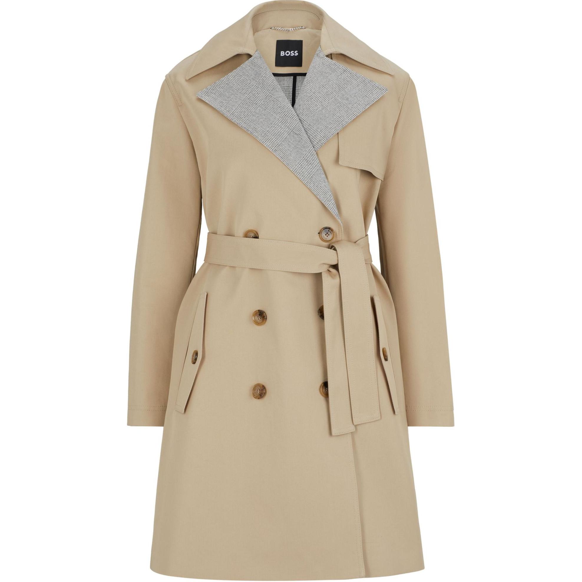 Босс Принц Уэльский Чек Тренч Хьюго Босс, Светло-бежевый 
Босс Принц Уэльский Чек Тренч Хьюго Босс, Светло-бежевый