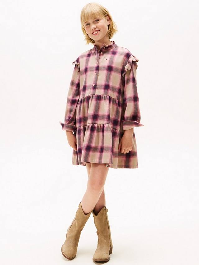 Детское хлопковое платье с длинными рукавами и рюшами в клетку Tommy Hilfiger
Детское хлопковое платье с длинными рукавами и рюшами в клетку Tommy Hilfiger