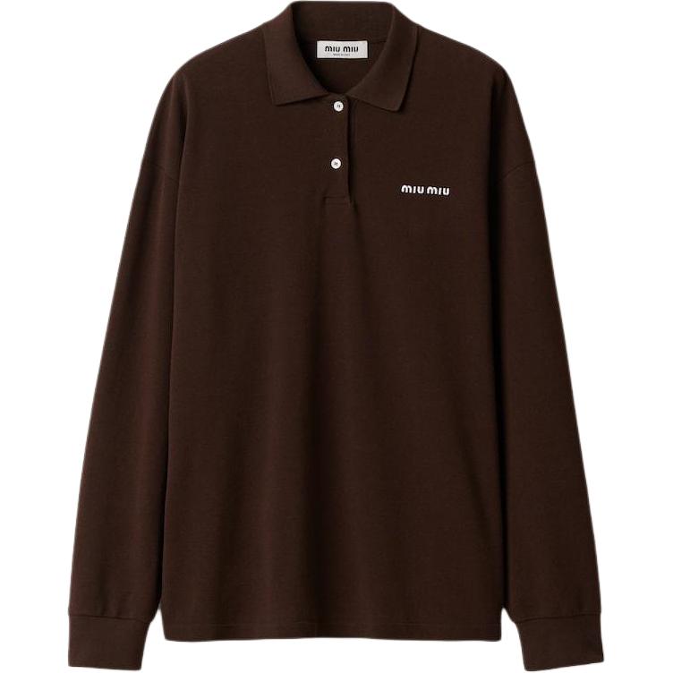 Поло с длинным рукавом и вышитым логотипом MIU MIU, коричневый
Поло с длинным рукавом и вышитым логотипом MIU MIU, коричневый
