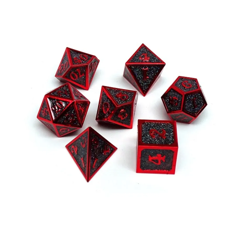 Героический кубик металлического блеска — черный с красным (7), Dice - Metal 7 Piece Poly Sets (Easy Roller Dice)
Героический кубик металлического блеска — черный с красным (7), Dice - Metal 7 Piece Poly Sets (Easy Roller Dice)