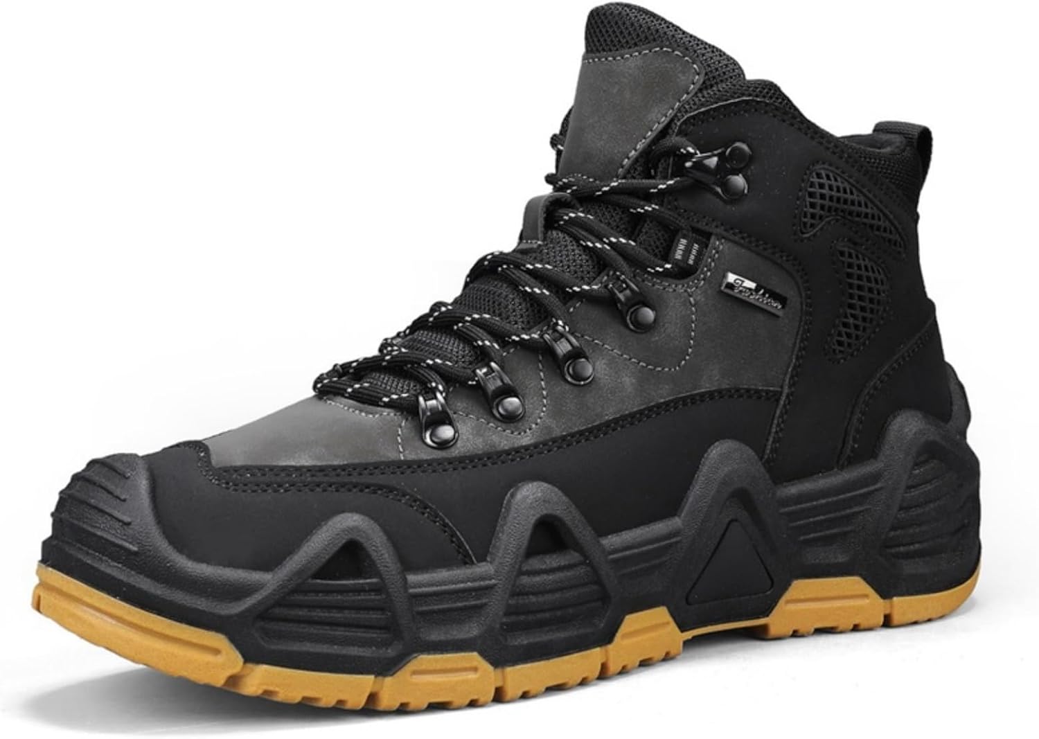 Мужские высокие треккинговые кроссовки из кожи и сетки с поддержкой голеностопа, прочная обувь для активного отдыха, для походов в горах и повседневного городского стиля Kelibasi, серый
Мужские высокие треккинговые кроссовки из кожи и сетки с поддержкой голеностопа, прочная обувь для активного отдыха, для походов в горах и повседневного городского стиля Kelibasi, серый