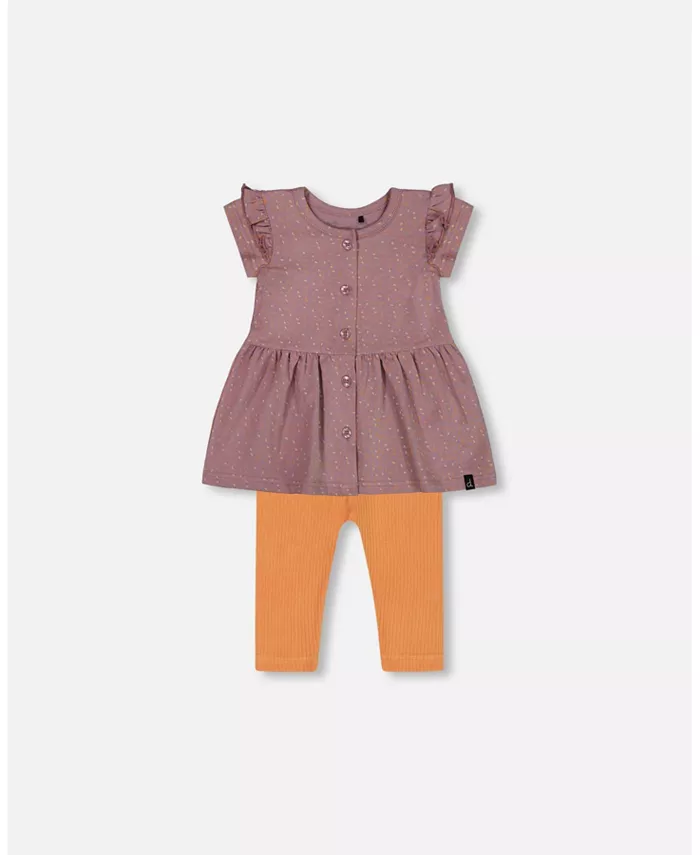 Платье из органического хлопка с принтом и однотонные леггинсы для девочек Orange And Purple Deux par Deux, фиолетовый
Платье из органического хлопка с принтом и однотонные леггинсы для девочек Orange And Purple Deux par Deux, фиолетовый