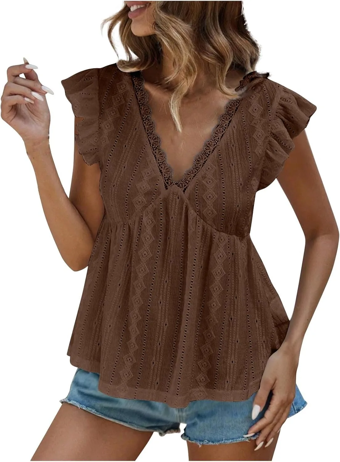 Топ для женщин с коротким рукавом и V-образным вырезом
Топ для женщин с коротким рукавом и V-образным вырезом