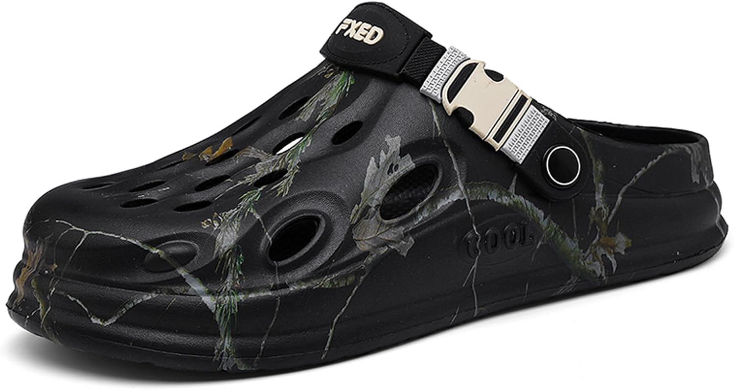 Мужские камуфляжные сандалии FLIOZY для сада, уличного спорта и активного отдыха, удобные слипоны для пляжа, дышащие повседневные тапочки с регулируемым задним ремешком, черный
Мужские камуфляжные сандалии FLIOZY для сада, уличного спорта и активного отдыха, удобные слипоны для пляжа, дышащие повседневные тапочки с регулируемым задним ремешком, черный