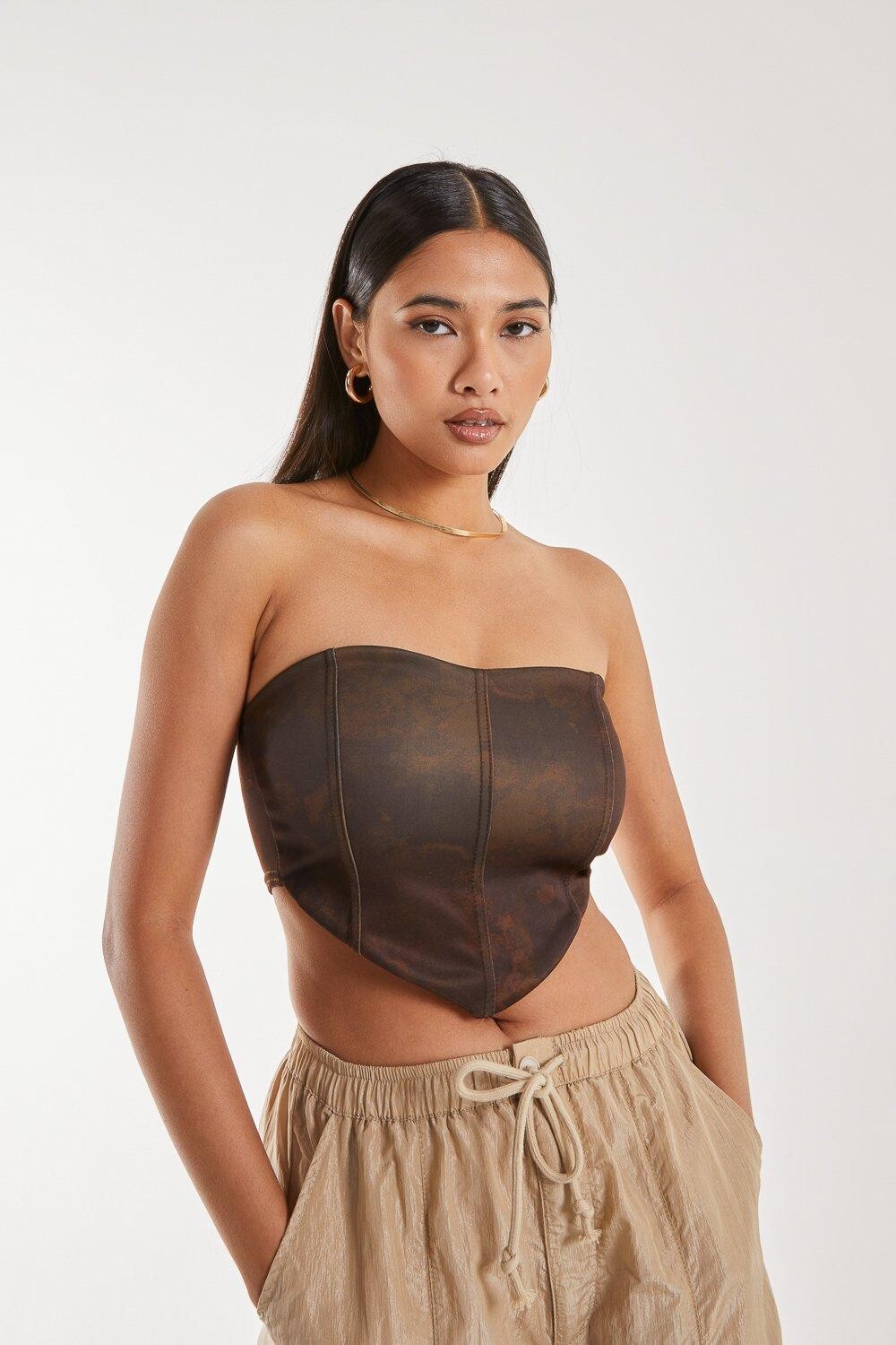 Корсетный топ с водяными знаками и швами Pink Vanilla, коричневый
Корсетный топ с водяными знаками и швами Pink Vanilla, коричневый