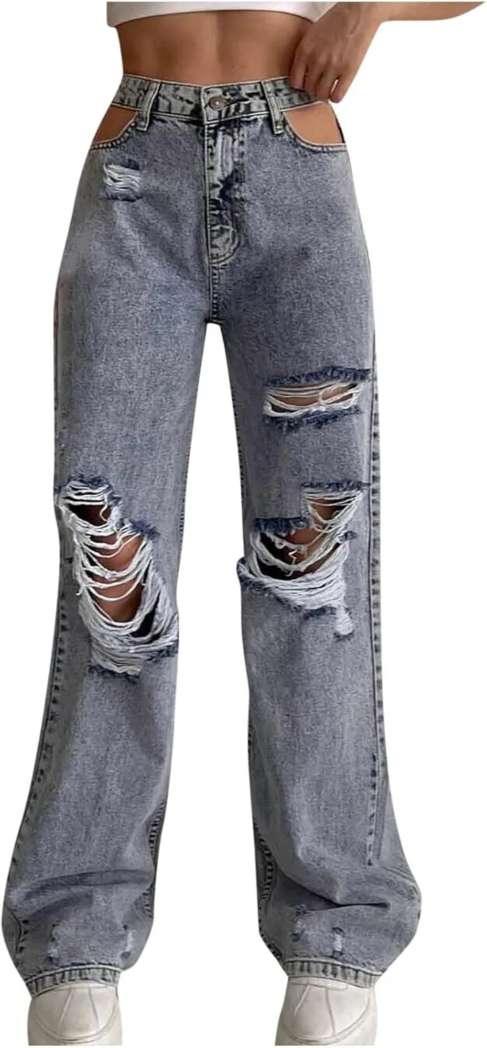 Женские джинсы Wide Leg с потертостями High Waist
Женские джинсы Wide Leg с потертостями High Waist