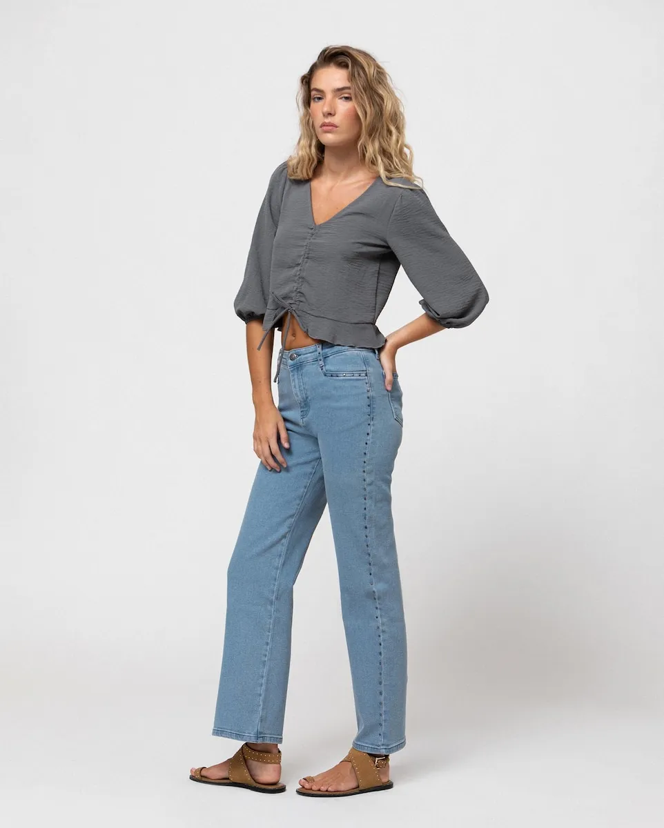 Прямые джинсы для женщин с высокой талией и широкой штаниной Noon, синий
Прямые джинсы для женщин с высокой талией и широкой штаниной Noon, синий