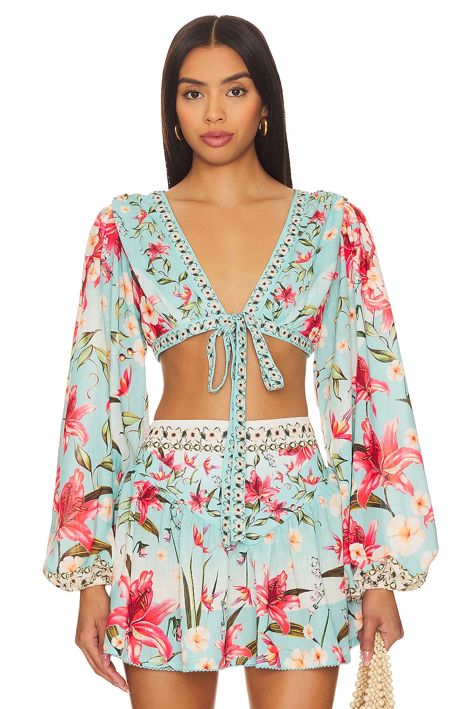 Блузка с завязками спереди x revolve klemen Agua Bendita, мультиколор
Блузка с завязками спереди x revolve klemen Agua Bendita, мультиколор