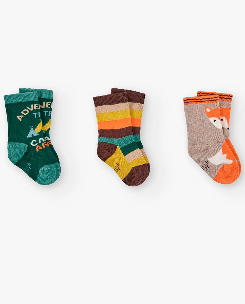 Набор из 3 пар коротких детских носков с принтом Boboli, зеленый
Набор из 3 пар коротких детских носков с принтом Boboli, зеленый