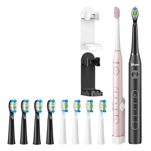 Набор: звуковая зубная щетка, 2 шт. + ручка, 2 шт. + сменные головки, 8 шт. Bitvae Bvd2 black&pink bund
Набор: звуковая зубная щетка, 2 шт. + ручка, 2 шт. + сменные головки, 8 шт. Bitvae Bvd2 black&pink bund